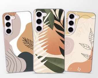 Boho Leafs Aesthetic Phone Case fits Samsung S25 S24 S23 Ultra S22 S21 S20 FE fit Samsung A56 A55 A54 A53 A52 A35 A16 A15 A14
