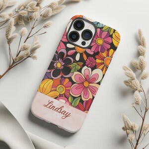 Personalized iPhone case floral iPhone personalized floral iPhone case tough case iPhone case personalized gift for her retro iPhone case