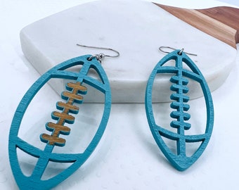 Laser Cut Wood Football Earrings – Sports Fan Jewelry