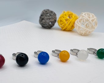 Potara Agate Bead Clip On Earrings, Anime Style