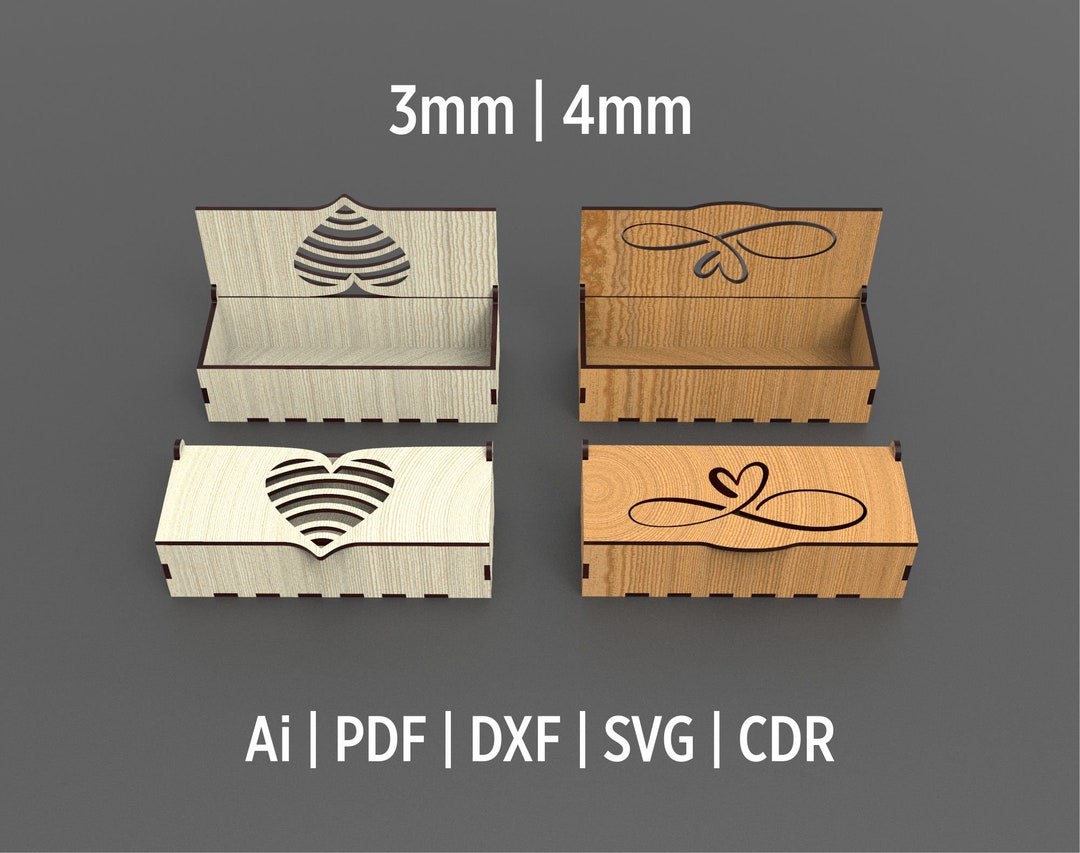 2 Different Designs Decorative Gift Box Files for Laser Cutting, Wood ...