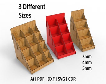 Display Stand Svg Files for Laser Cut Glowforge and Cricut Wooden Shelf Display Stand for Craft Show and Merchandise In 3 Different sizes