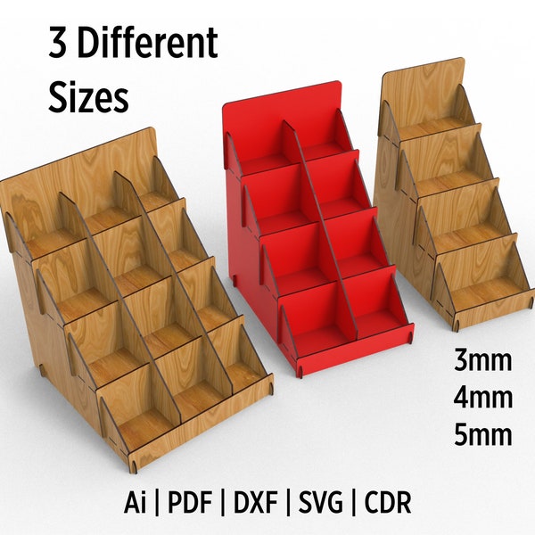 Display Stand Svg Files for Laser Cut Glowforge and Cricut Wooden Shelf Display Stand for Craft Show and Merchandise In 3 Different sizes