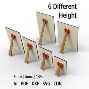 Patas plegables para marcos de fotos / Archivos cortados con láser para soportes de marcos de fotos / Patas para exhibiciones artísticas / Respaldos versátiles para caballetes (6 tamaños) / Archivos SVG