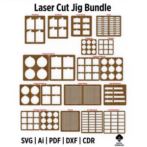 Lasergesneden malbundel voor aangepaste fles, kaart, naamplaatje, potlood, onderzetter, vierkanten, cirkels, Apple Watch Band-svg- en dxf-bestanden voor lasersnijden