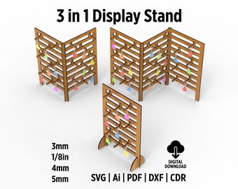 Ornaments, Jewelry and Keychains Adjustable Display Stand Svg Files For Laser Cut, Craft Market Stall Display Stand, Infinite Extendable
