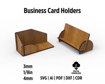 Fichiers Svg découpés au laser pour porte-cartes de visite pour la découpe laser, fichiers numériques de boîte de porte-crayons de bureau