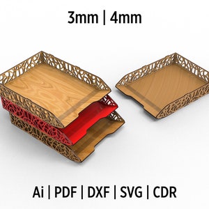 Bac à papier empilable pour organiseur de bureau, organiseur de documents pour fichiers Svg et dessins | Glowforge - XTool - Fichiers de découpe laser Cricut