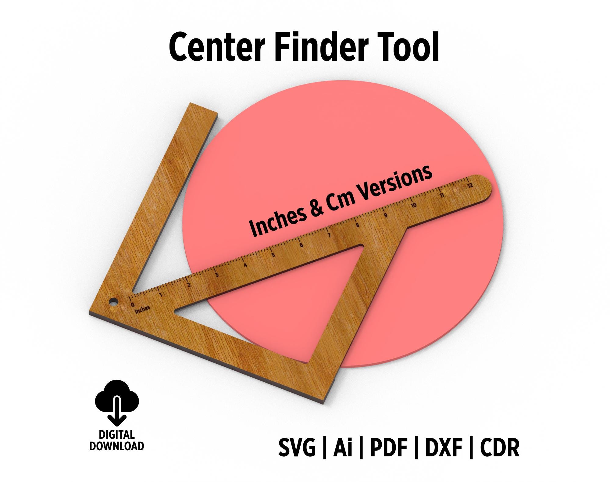 Centerin Ruler Center Finder Tool Laser Cut File for Circles, Center Finder Tool ...