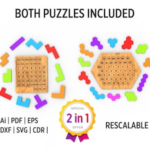 VERKOOP!!! Dagelijkse kalenderpuzzel, oneindige puzzel, ai, pdf, eps, dxf, svg en cd lasersnijbestand