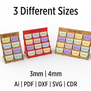 Espositore per carte regalo in 3 diverse dimensioni, doppio, triplo e quadruplo, file SVG e DXF tagliati al laser per Xtools, Glowgorce e Cricut