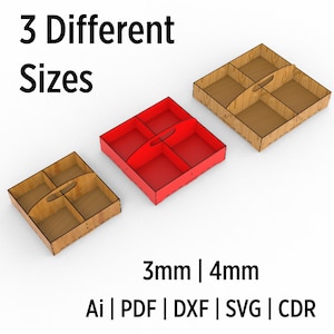 3 Different Sizes Tray With Handle Drawings, Svg Vector Files For Wood And Acrylic Laser Cutting
