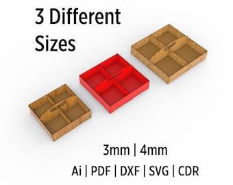 3 Different Sizes Tray With Handle Drawings, Svg Vector Files For Wood And Acrylic Laser Cutting