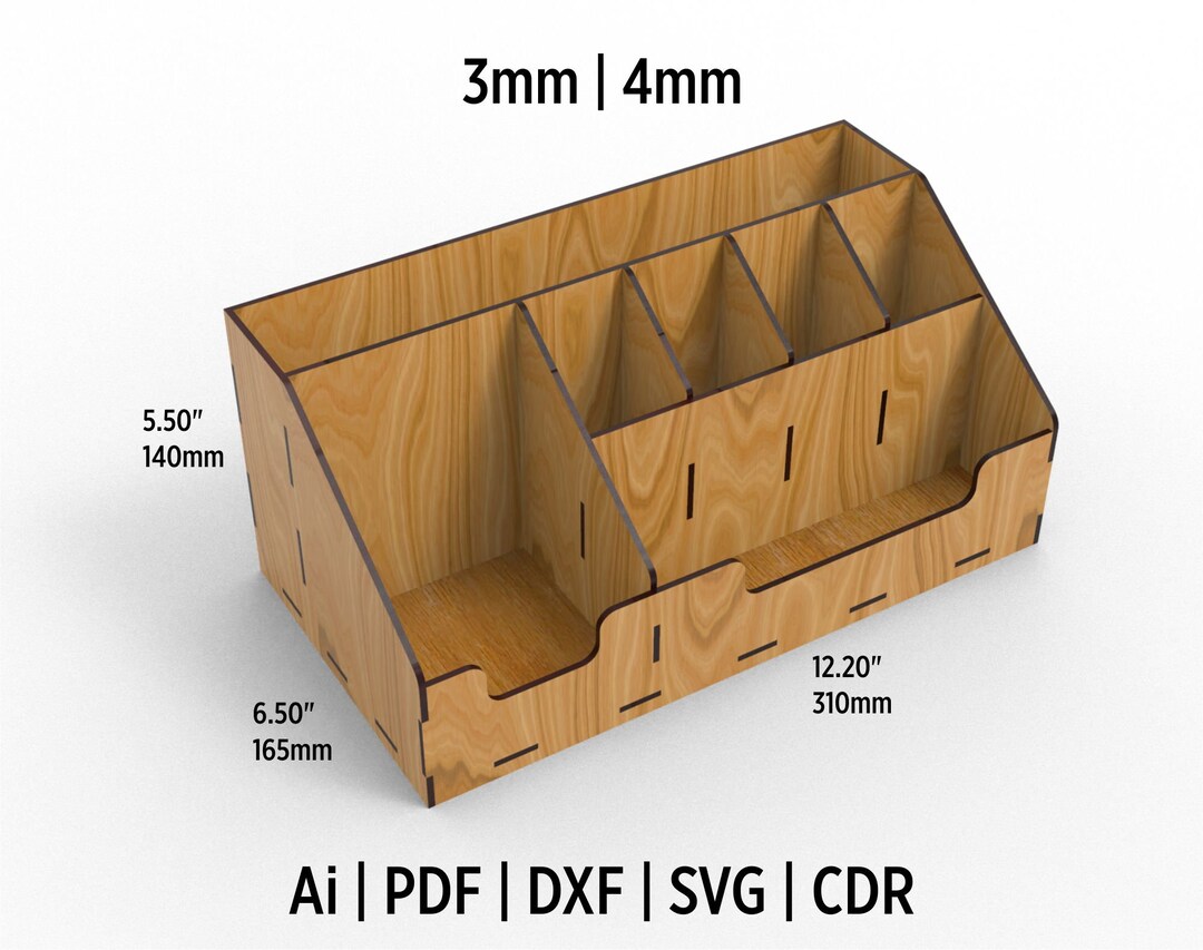 Desktop Organizer Laser Cut Files Svg, Dxf, Ai, Pdf, Cdr and Eps Format ...