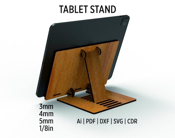 Adjustable Tablet / ipad / Graphic Tablet Holder Stand Svg And Dxf Files For Laser Cut, Foldable Vector Plan