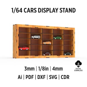 25 Pcs 1/64 Cars Display Stand Rack Svg, Dxf Vectorel Drawing Files For Laser Cut,  Diecast Collection Shelf, Model Car Display Stand
