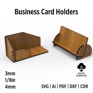 Porta-cartões de visita com corte a laser, arquivos SVG para corte a laser, porta-lápis de mesa, arquivos digitais