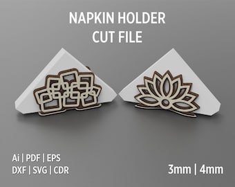 Napkin Holder Cutting File, Includes Two Different Designs, Vector Files for Wood or Acrylic Laser Cut, Decorative Tabletop Napkin Holder