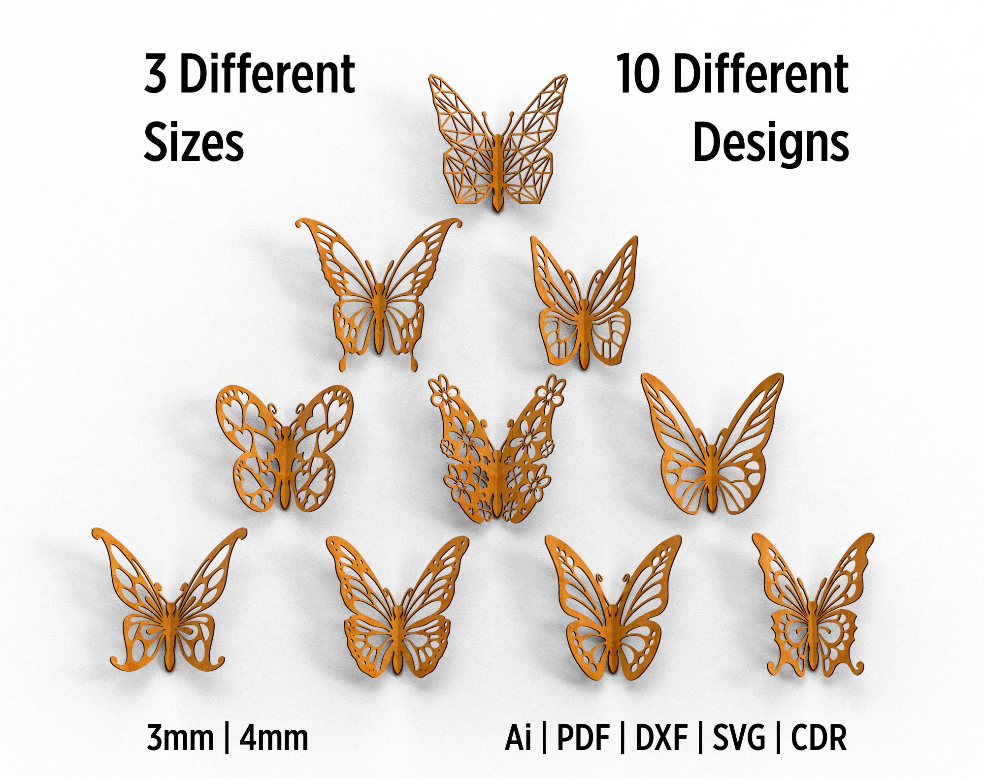 3D Butterfly Bundle Laser Cut Files, Wooden Interlocking Butterfly, Home and Garden Decor Laser Cut Files, 3D Butterfly Art SVG Files