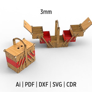 Skrzynka narzędziowa składana na wsporniku, pliki Svg i DXF, 3-warstwowa, 5-tackowa, wielofunkcyjna skrzynka organizacyjna na narzędzia, pliki do Cricut i Glowgorce