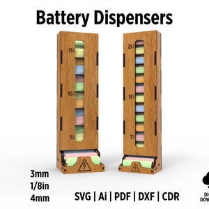 AA and AAA Battery Dispenser For Wall And Desk Laser Cut Files, Smart Organizer with Quick Access Svg And Dxf Files