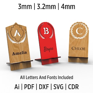 3 designs diferentes de suportes de telefone personalizados, arquivos SVG para corte a laser - fácil montagem e exibição elegante - suporte de telefone faça você mesmo, arquivos de corte a laser