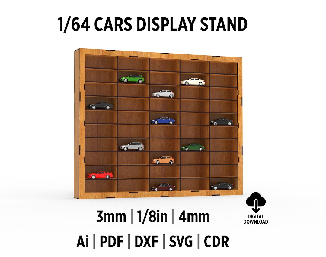 50 Pcs 1/64 Cars Display Stand Rack Svg, Dxf Vectorel Drawing Files for ...
