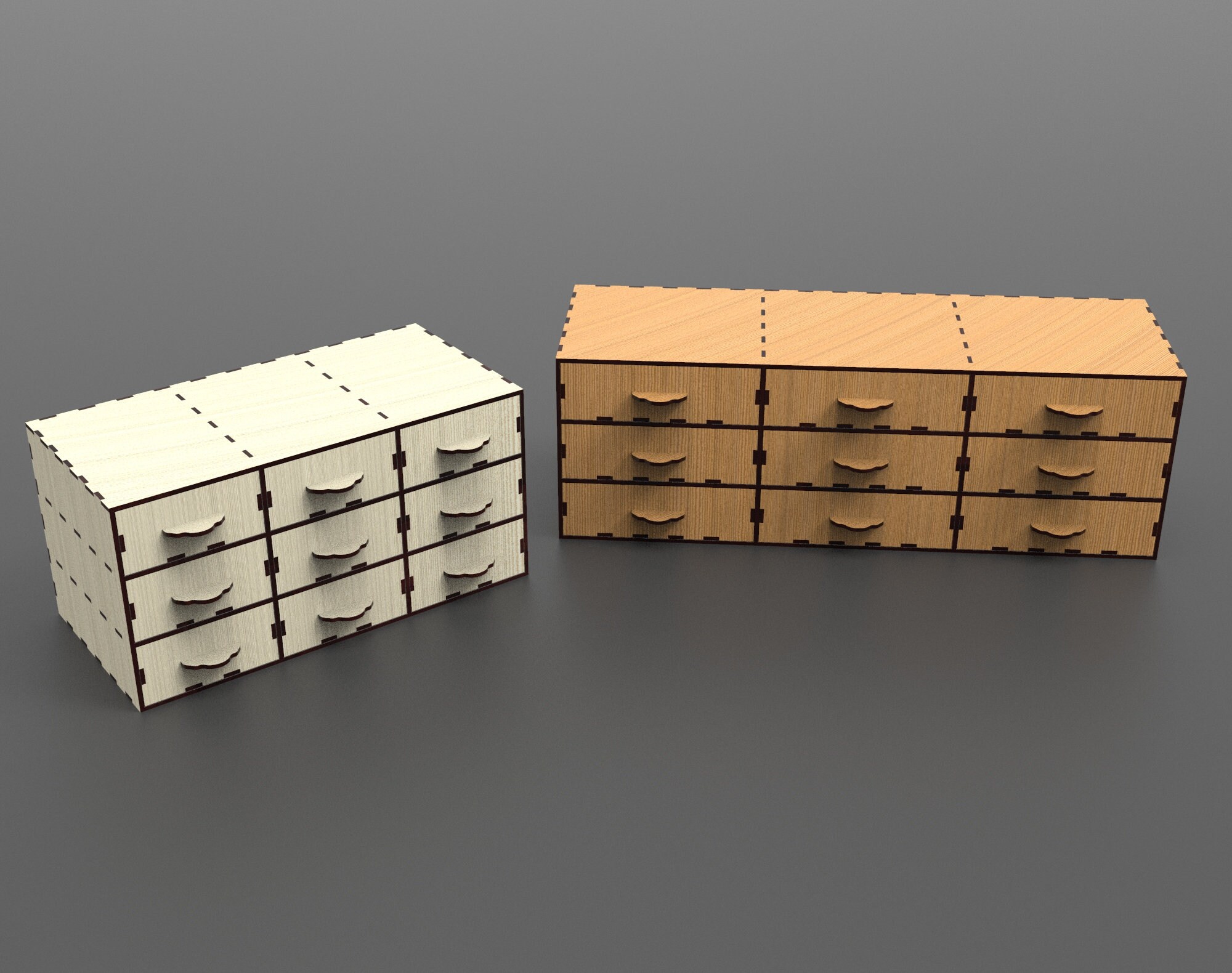 Desktop Storage Drawer Set Svg Laser Cutting Files With Different Sizes