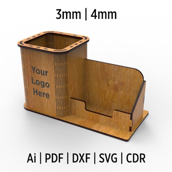 Business Card Holder Laser Cut Svg Files For Laser Cutting, Pencil Holder Box