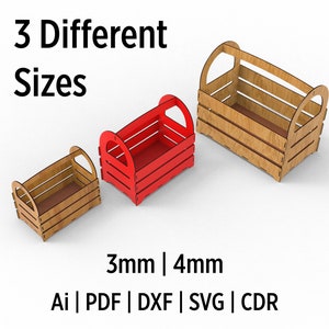 3 verschillende maten houten of acryl basket-bestand SVG-bestanden voor lasersnijden
