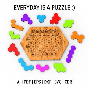 Tägliches Kalender-Puzzle, unendliches Puzzle, Ai, Pdf, Eps, Dxf, SVG und Cdr Lasercutting-Datei