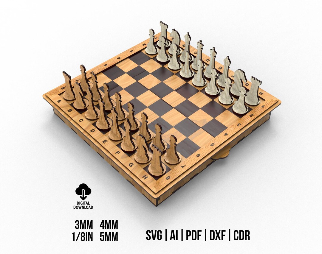 Chess Set Laser Cutting File Board Game Svg Files Digital Download 