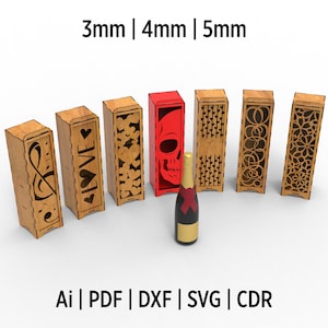 Weinflasche Geschenk Box Bundle SVG-Dateien für Laserschnitt, Weinflaschenhalter, Sperrholz Weinkiste, digitale Dateien für das Laserschneiden