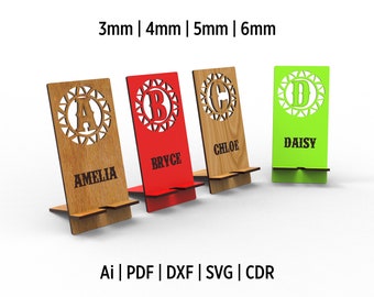 26 Letters Included Custom Phone Holder Stands Svg Files For Laser Cut - Easy Assembly & Stylish Display - DIY Phone Stand Laser Cut Files