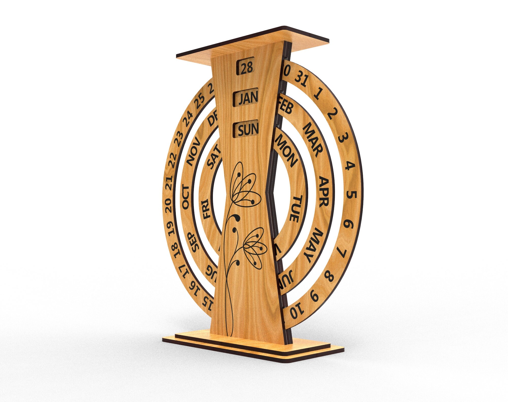 Laser Cut Perpetual Calendar, Calendar Digital File, Ornament Designed ...