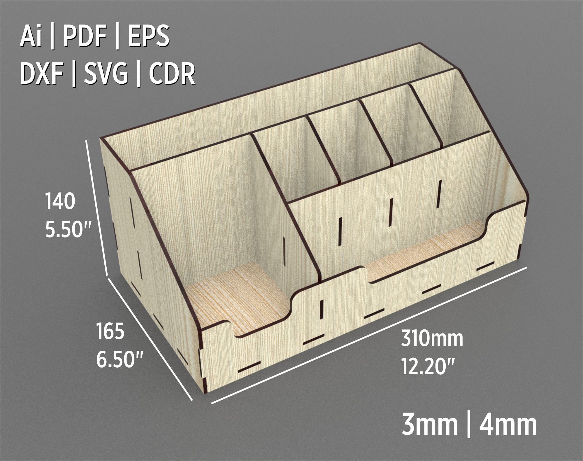 Desktop Organizer Laser Cut Files Svg Dxf Ai Pdf Cdr and - Etsy Australia