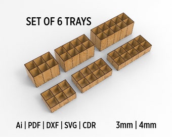 Gridfinity Tray Organizer Laser Cutting Svg and Dxf Files Glowforge ready, Desk Organiser Bundle, Organizer for Hardware Products
