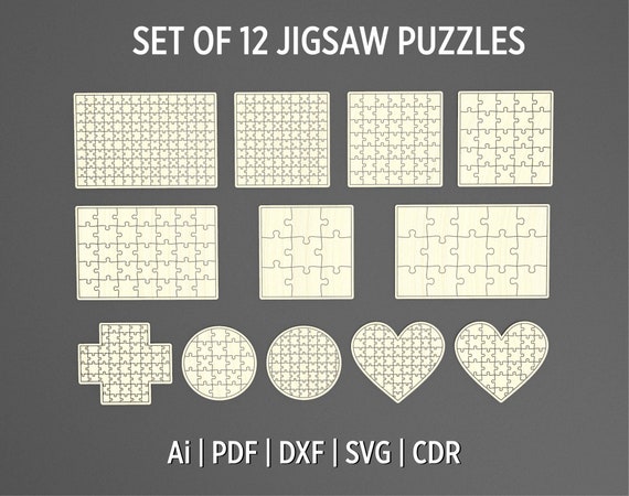 Puzzle Svg Bundle - Laser Cut Puzzle Template Svg, Jigsaw Svg, Dxf Files for Cricut, Glowforge - Digital Download