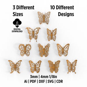 3D Butterfly Bundle Laser Cut Files, Wooden Interlocking Butterfly, Home and Garden Decor Laser Cut Files, 3D Butterfly Art SVG Files