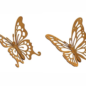 Pu&ograve; includere: Due ritagli di farfalle in legno marrone chiaro. Le ali presentano intricati motivi traforati. Le farfalle sono su sfondo bianco, adatte per progetti di artigianato o decorazioni per la casa.