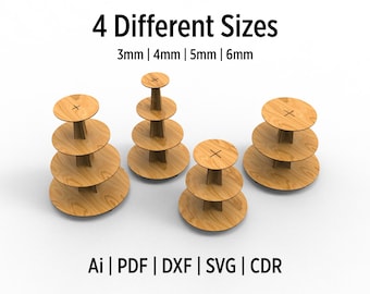 4 Different size Laser Cut Rounded Display Stand Svg Files for Glowforge and Cricut Wooden Shelf Display Stand Craft Show and Merchandise