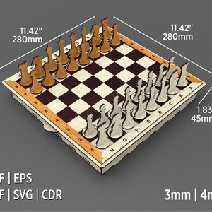 File di taglio laser per set di scacchi, file SVG per giochi da tavolo da scaricare in digitale, gioco mentale per bambini, file di taglio per legno e acrilico Glowforce Ready