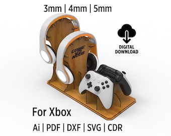 Soporte para dos controladores con soporte para dos auriculares (archivos SVG y DXF cortados con láser)