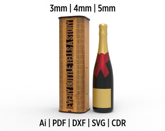 Rounded Wine Bottle Gift Box Bundle SVG Files For Laser Cut, Wine Bottle Holder, Plywood Wine Box, Digital Files For Laser Cutting