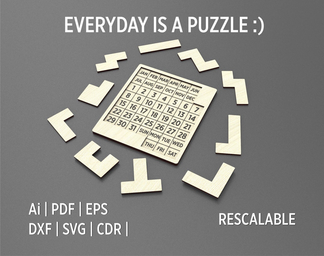 Tägliches KalenderPuzzle, unendliches Puzzle, Ai, Pdf, Eps, Dxf, SVG