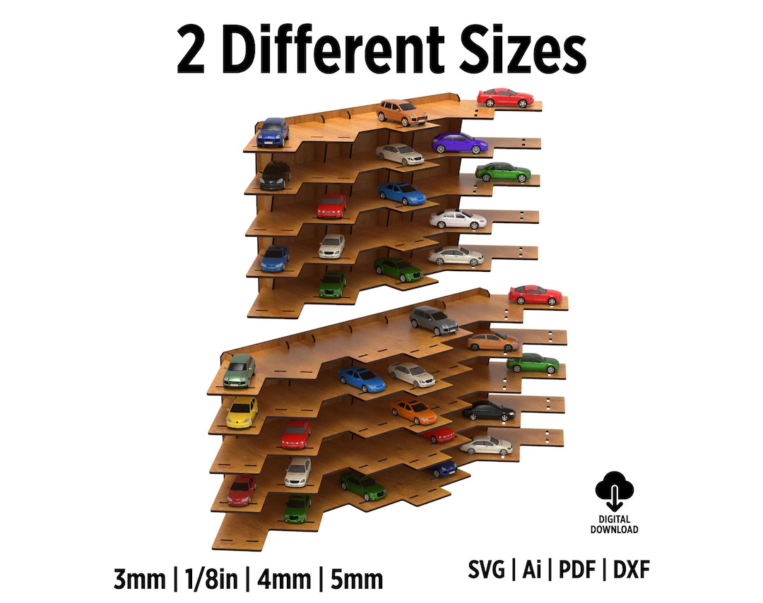 1/64 Cars Display Stand Rack Svg, Dxf Vectorel Drawing Files for Laser ...