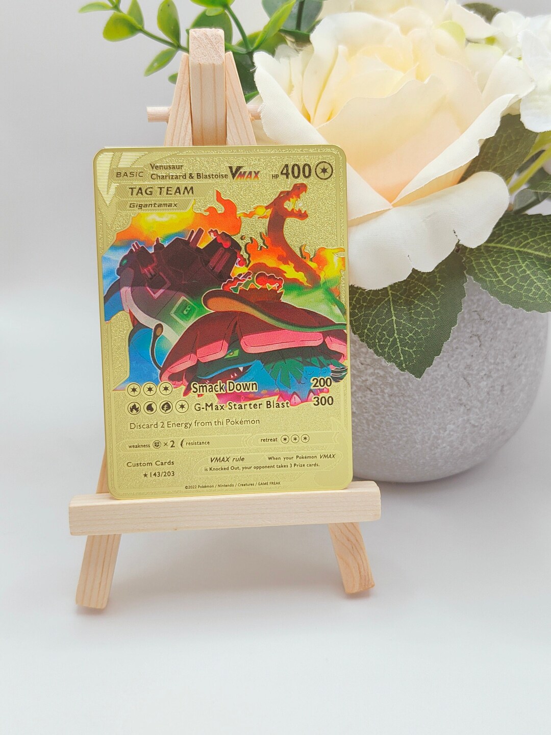Pokemon Venusaur Charizard & Blastoise VMAX Tag Team // Gold Etsy