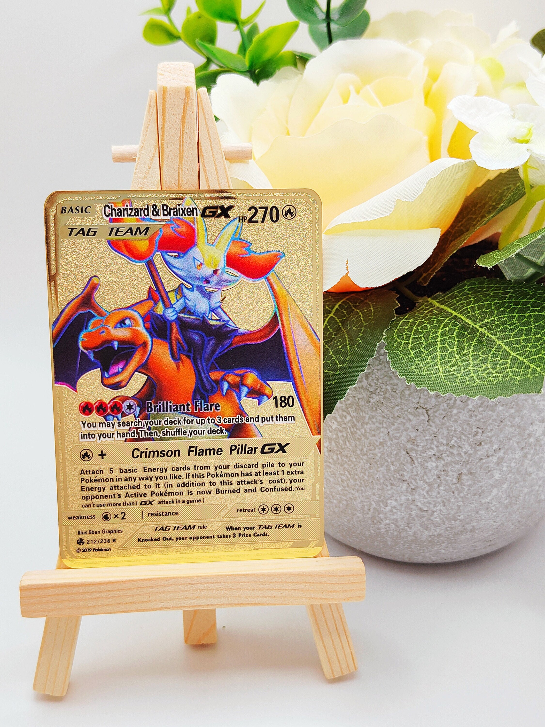 Acheter 55 pièces de carte Pokemon métal or Charizard Vmax Gx carte énergie  Charizard Pikachu Collection Rare carte d'entraîneur de combat enfant