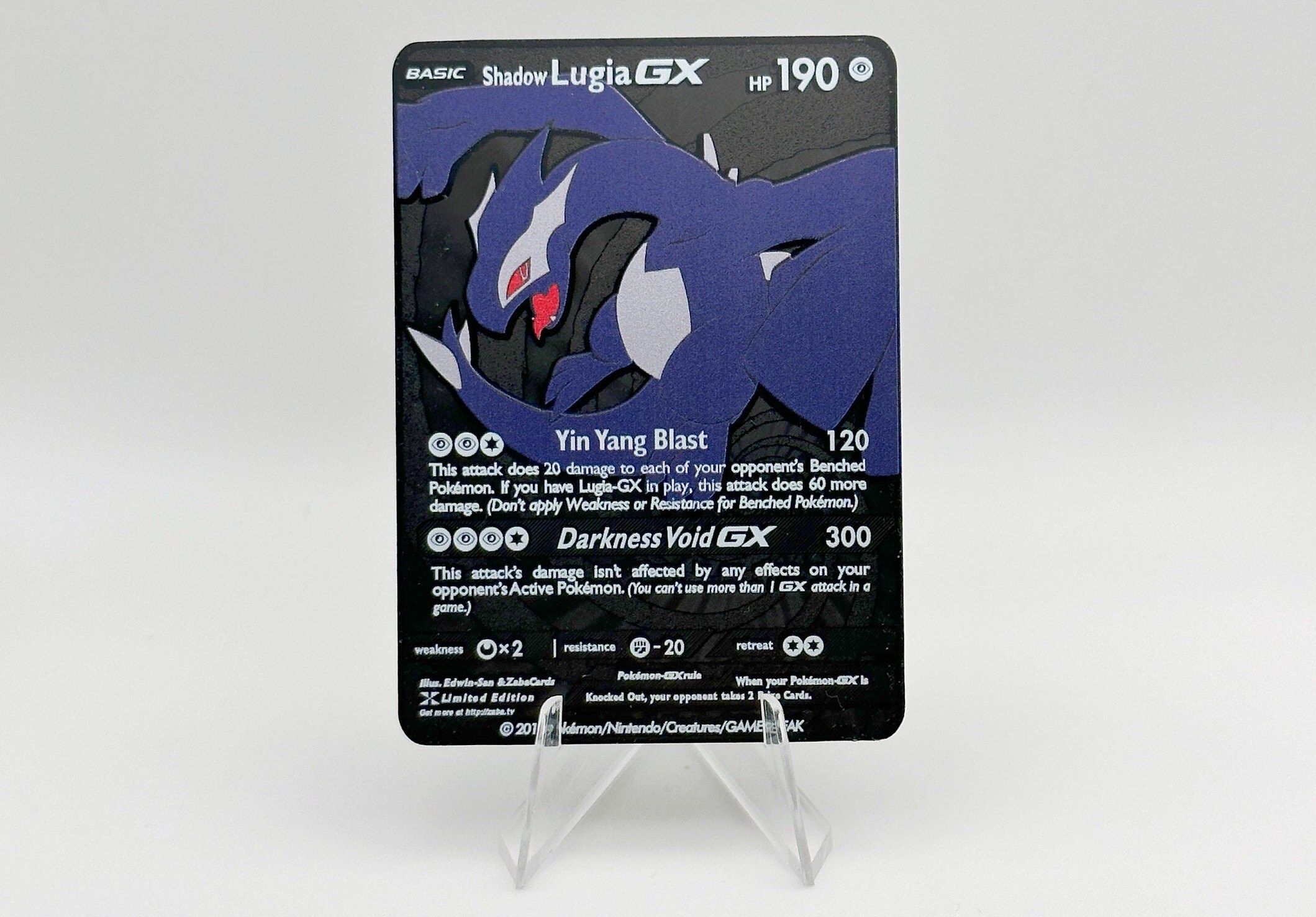 Pokemon Lugia GX Full Art Silver Metal Custom Card Hard Metal -   Portugal