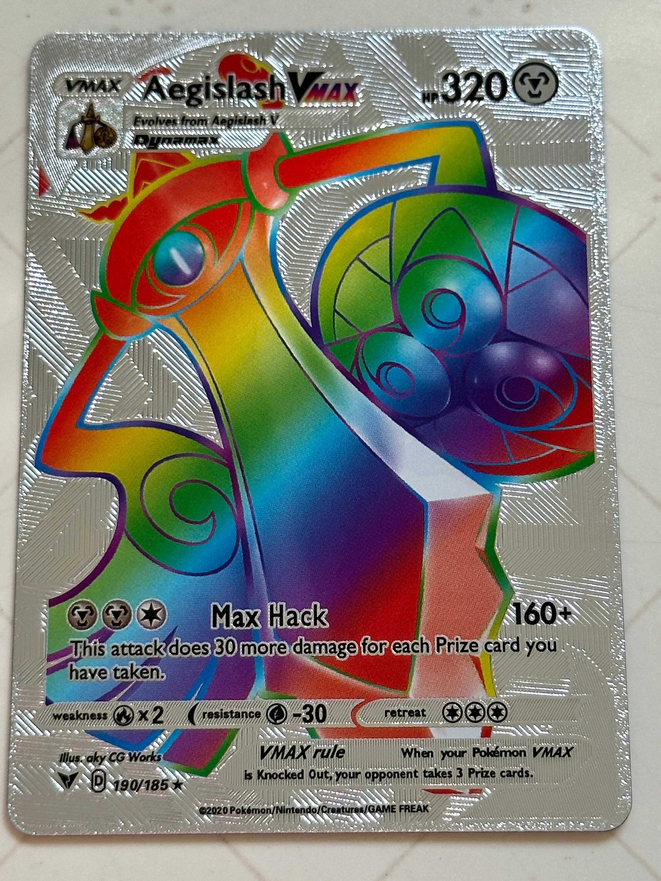 Pokemon Aegislash VMAX Black/gold/silver Metal Rainbow Foil Etsy